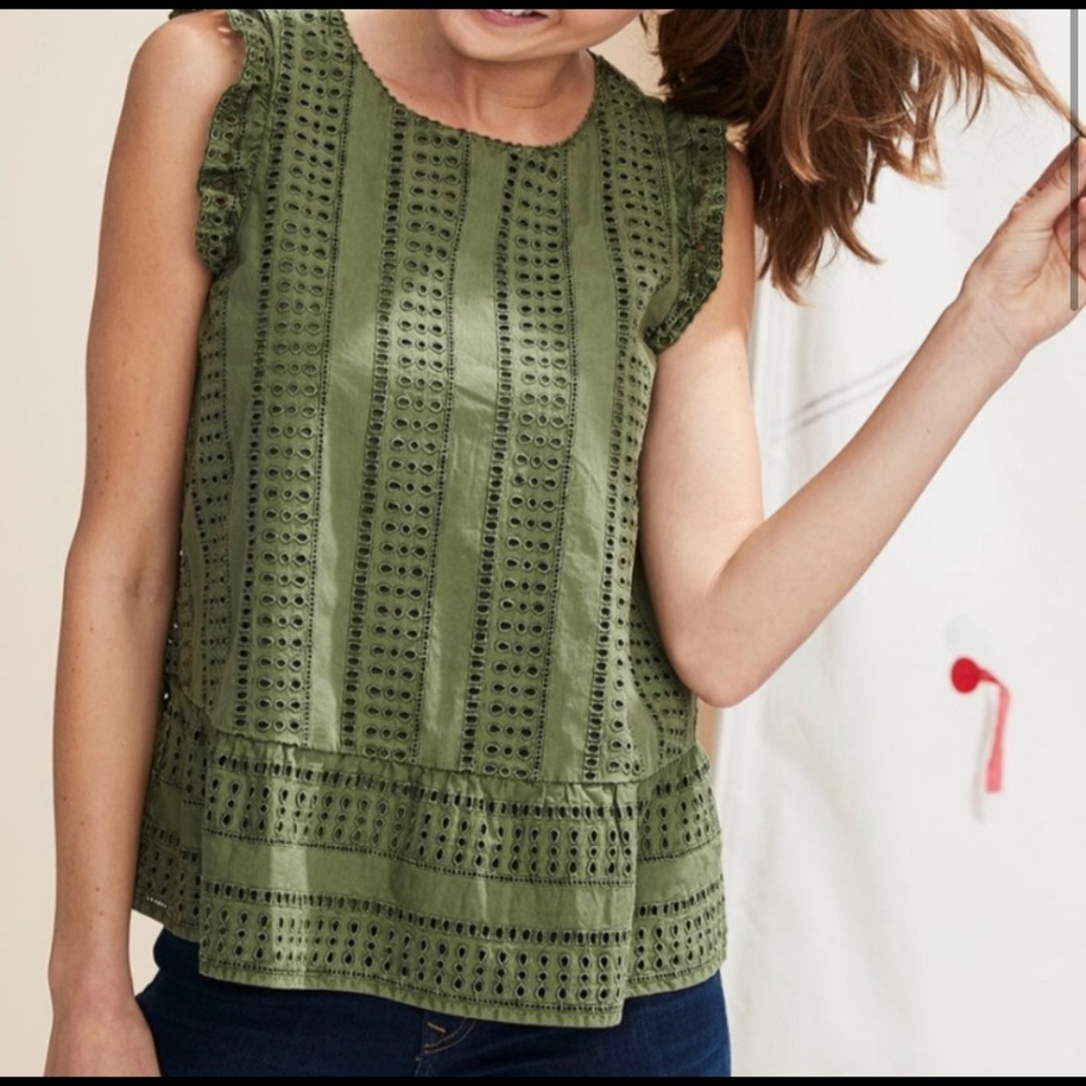 Vineyard Vines Sea Spray Peplum Eyelet Top